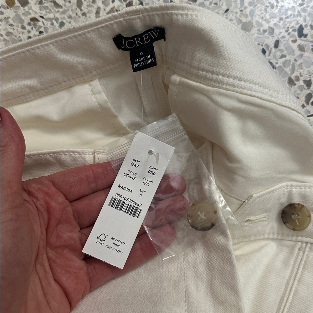 NWT J Crew white Kya chino pants 0 - Picture 6 of 8